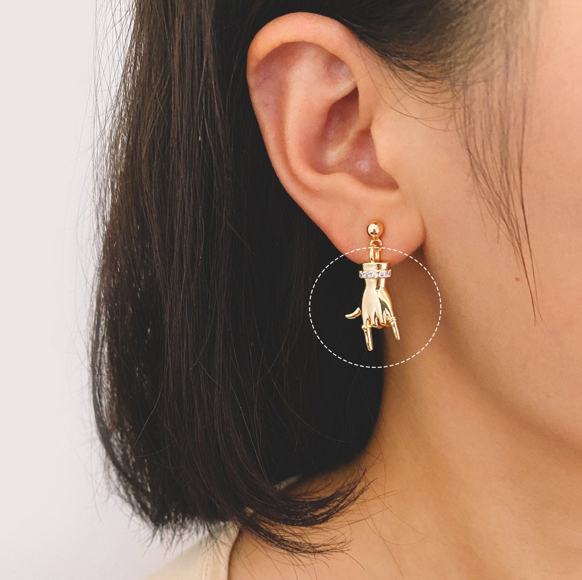 4pcs CZ Pave Gold Hand Charm, Earring Charm, Jewelry Making, Diy Material, Jewelry Supplies (GB-4156-A)